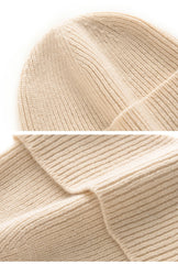 Extended Brim Winter Hat Cashmere Ribbed Beanie