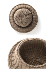 Cashmere Ribbed Knit Bucket Hat Fisherman Hat Knit Beanies