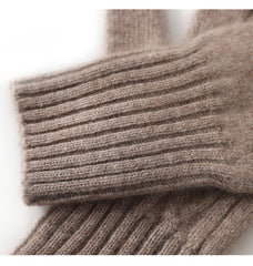Women's Pure Cashmere Cable Knit Mitten Full Finger Gloves