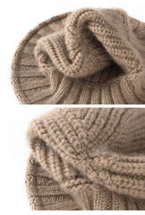 Cashmere Ribbed Knit Bucket Hat Fisherman Hat Knit Beanies