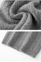 Cashmere Knit Slouchy Cable Beanie Ribbed  Hat