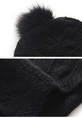 Knitted Thickened Pom Pom Cashmere Hat Trooper Style Ear Warmer