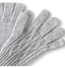 Women's Pure Cashmere Cable Knit Mitten Full Finger Gloves