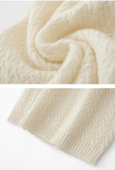 Cashmere Knit Slouchy Cable Beanie Ribbed  Hat