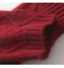 Thicken Cable-Knit Pure Cashmere Fingerless Gloves Hand Warmers
