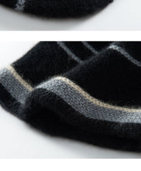 Soft Cashmere Stripes Jacquard Knitted Beanies Thick Winter Caps