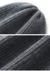 Winter Hat Pure Goat Cashmere Rib-Knit Beanie Hat For Women