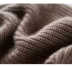 Basic Ribbed Cashmere Beanie Knit Fold-Over Thicken Winter Hat