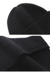 Extended Brim Winter Hat Cashmere Ribbed Beanie