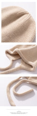 Cashmere Soft Knit Bonnet Hat with Ties French Braid Hat