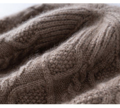 Cashmere Cable-Knit Baseball Cap with Visor Winter Beret