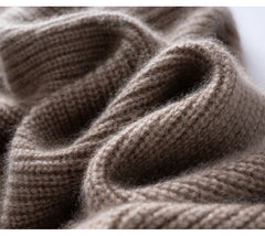 Cashmere Knit Wrap Hooded Scarf Hat Windproof with Drawstrings