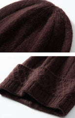 Cashmere Cable Knit Hat Cashmere Pattern Cuff Ribbed Beanie