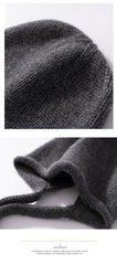 Cashmere Soft Knit Bonnet Hat with Ties French Braid Hat