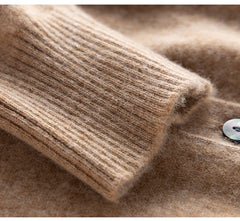 Women's 100% Cashmere Soft Knit Coat V Neck Button up Cardigan