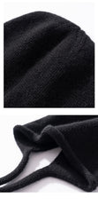 Cashmere Soft Knit Bonnet Hat with Ties French Braid Hat