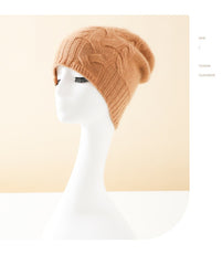 Cashmere Hat Warm Winter Knitted Twisted Flower Cap Beanies