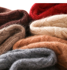 Cashmere Hat Warm Winter Knitted Twisted Flower Cap Beanies
