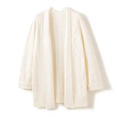 Mid-Length Knitted Open-Front Women's  Loose Cashmere Cardigan