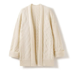 Mid-Length Knitted Open-Front Women's  Loose Cashmere Cardigan